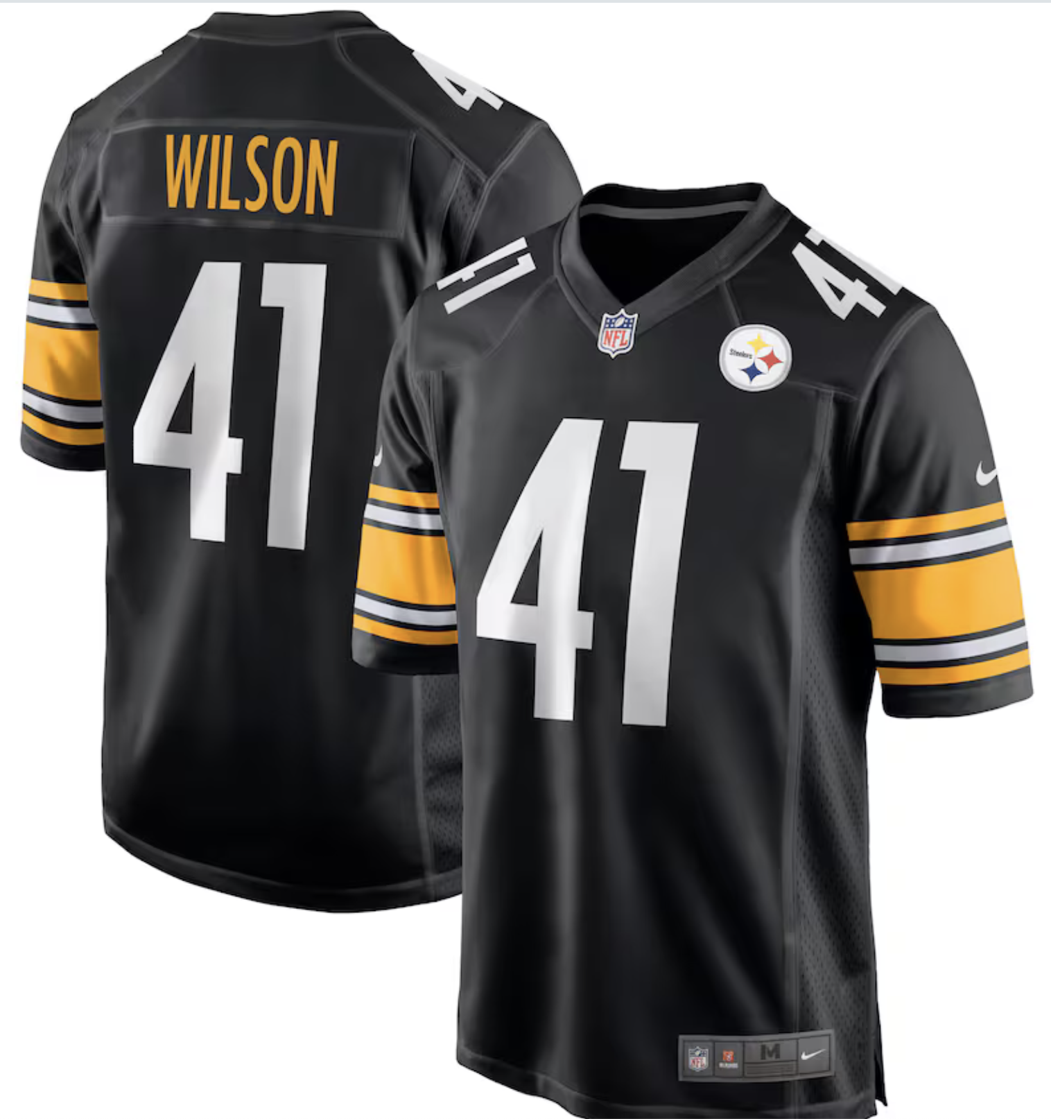 Men Pittsburgh Steelers #41 Wilson Nike Black Game Player Jersey